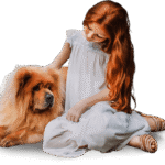 Home girl with dog